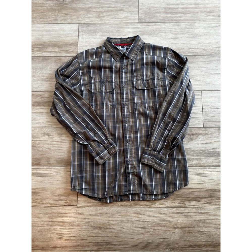 The North Face Mens Plaid Button Down‎ Shirt Brown Olive Green M Gorpcore